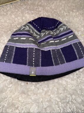 Smartwool Purple, Light Purple & Gray Striped Knit Beanie